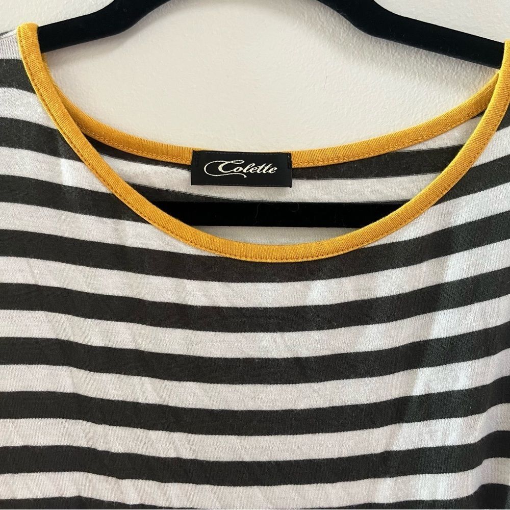 Colette green and yellow long sleeve shirt A5 - Picture 2 of 3